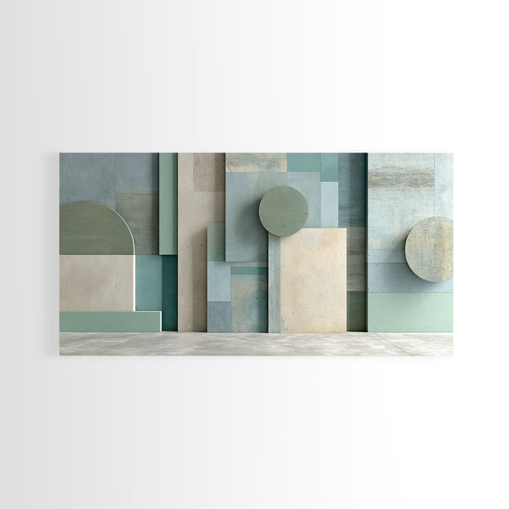 Clean Geometric Forms Framed Canvas Print, Bathroom Art, Minimalist Decor, Bathroom Decor, Fine Art, Spa, Wall Hanging, BAT-2x1-65