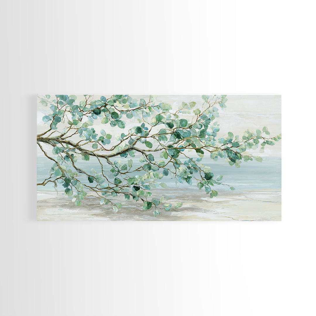 Spa Eucalyptus Branch Canvas Print, Bathroom Art, Minimalist Decor, Bathroom Decor, Oil Painting, Spa, Wall Hanging, BAT-2x1-70