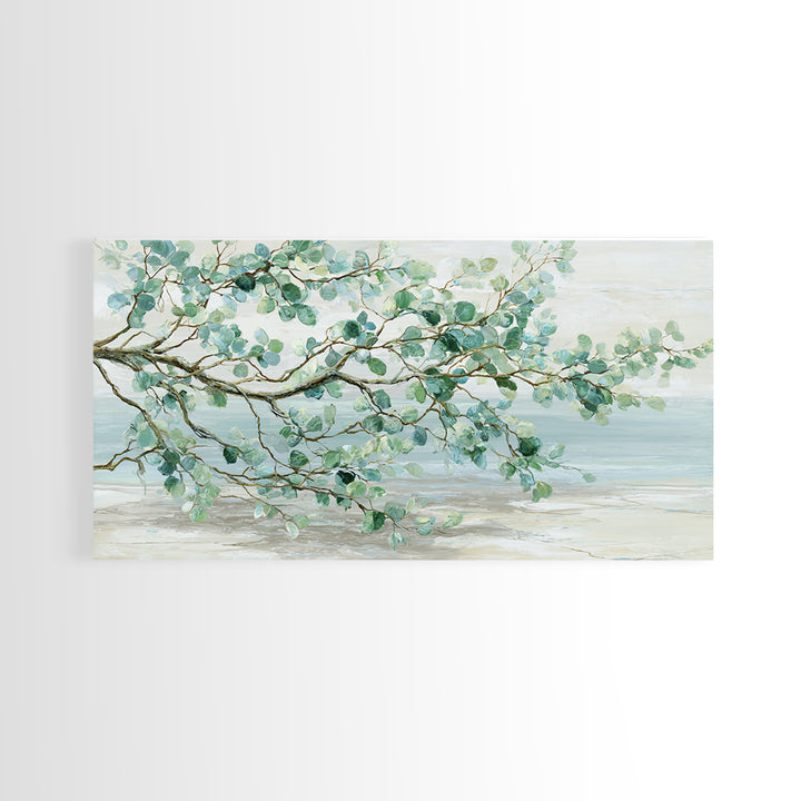 Spa Eucalyptus Branch Canvas Print, Bathroom Art, Minimalist Decor, Bathroom Decor, Oil Painting, Spa, Wall Hanging, BAT-2x1-70