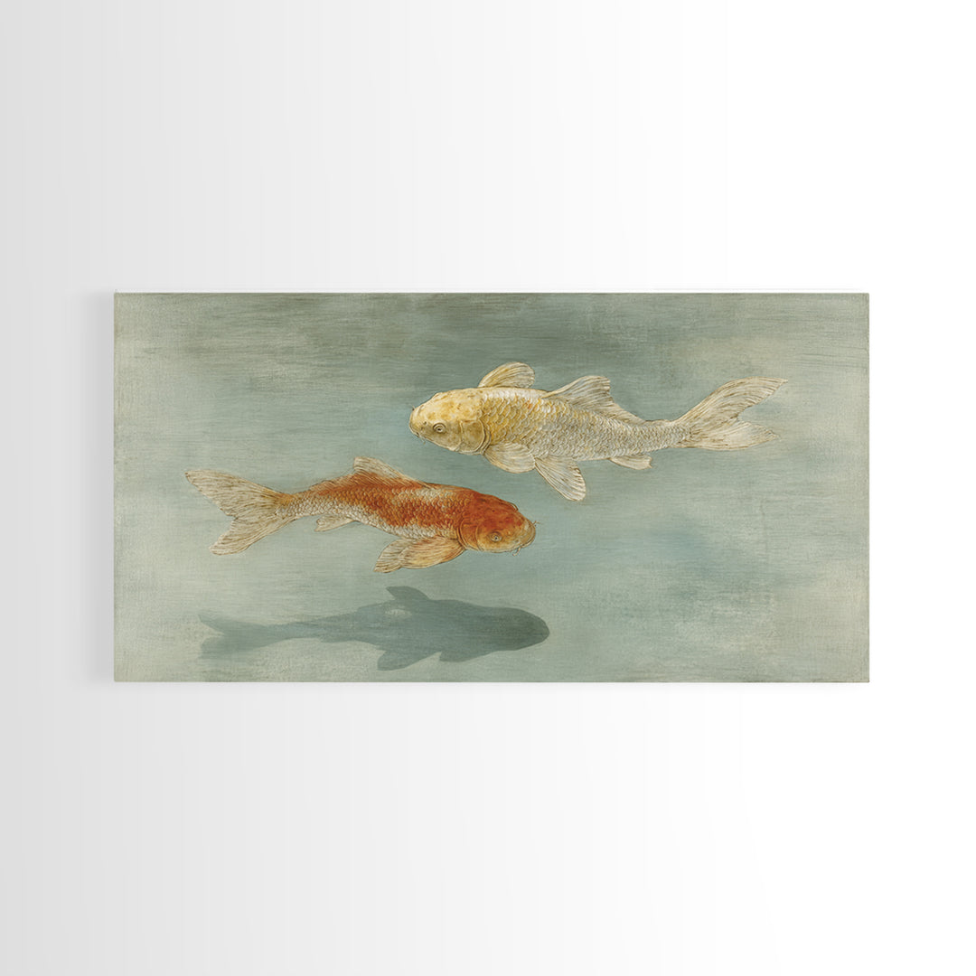 Minimal Koi Fish Swimming Through Clear Water Canvas Print, Bathroom Art, Digital Print, Bathroom Decor, Fine Art, Spa, BAT-2x1-76