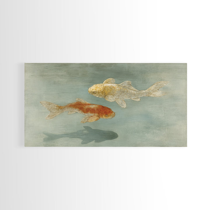 Minimal Koi Fish Swimming Through Clear Water Canvas Print, Bathroom Art, Digital Print, Bathroom Decor, Fine Art, Spa, BAT-2x1-76