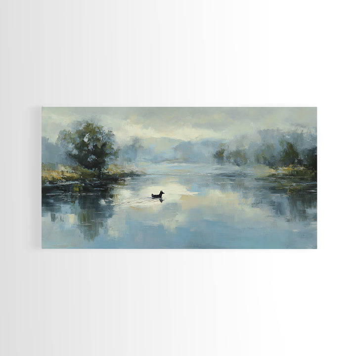 Misty Lake Scene Canvas Print, Bathroom Art, Home Decor, Bathroom Decor, Fine Art, Spa, Canvas Wall Art, Digital Print, BAT-2x1-77