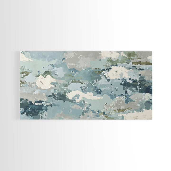 Soft Cloud and Rain Composition Framed Canvas Print, Bathroom Art, Unique Wall Art, Bathroom Decor, Spa, Gallery Decor, BAT-2x1-87