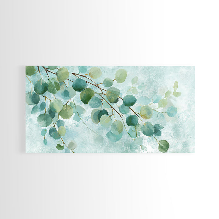 Spa Eucalyptus Branch Canvas Print, Bathroom Art, Minimalist Decor, Bathroom Decor, Oil Painting, Spa, Wall Hanging, BAT-2x1-94