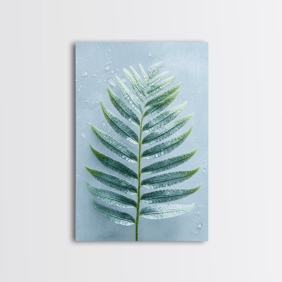Green Fern Frond Closeup Framed Canvas Print, Bathroom Art, Fine Art Print, Bathroom Decor, Watercolor Art, Spa, Poster, BAT-2x3-18