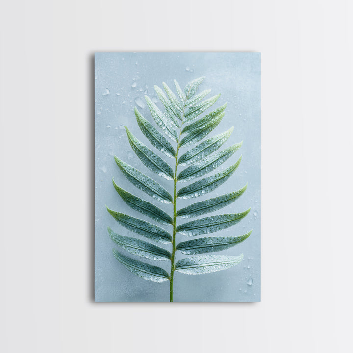 Green Fern Frond Closeup Framed Canvas Print, Bathroom Art, Fine Art Print, Bathroom Decor, Watercolor Art, Spa, Poster, BAT-2x3-18