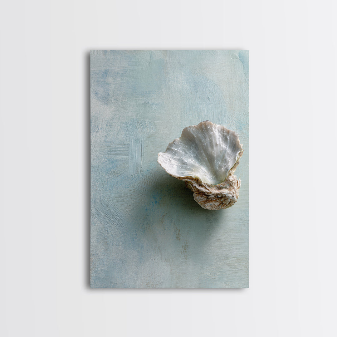 Oyster Shell Study Framed Canvas Print, Bathroom Art, Wall Decor, Bathroom Decor, Fine Art, Spa, Contemporary Art, Wall Art, BAT-2x3-30