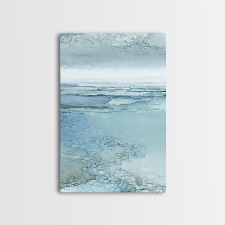 Misty Lake Scene Framed Canvas Print, Bathroom Art, Textured Painting, Bathroom Decor, Fine Art, Spa, Bathroom Wall Art, BAT-2x3-41