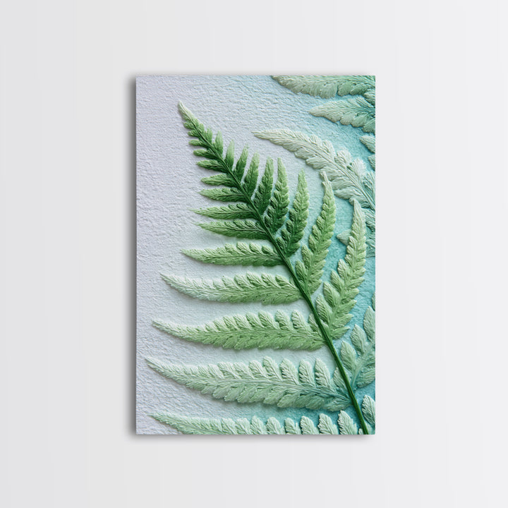 Green Fern Frond Closeup Framed Canvas Print, Bathroom Art, Fine Art Print, Bathroom Decor, Watercolor Art, Spa, Poster, BAT-2x3-42