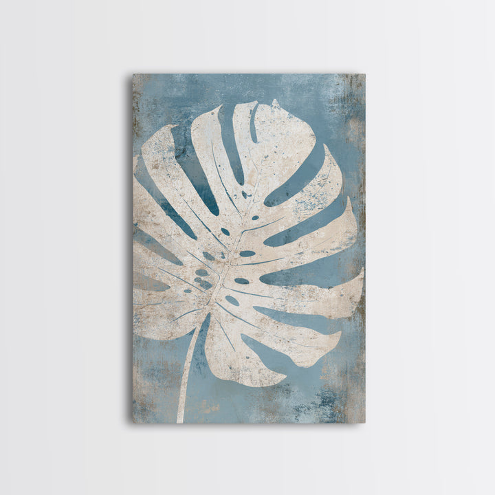 Tropical Leaf Silhouette Framed Canvas Print, Bathroom Art, Statement Artwork, Bathroom Decor, Fine Art, Spa, Digital Art, BAT-2x3-46