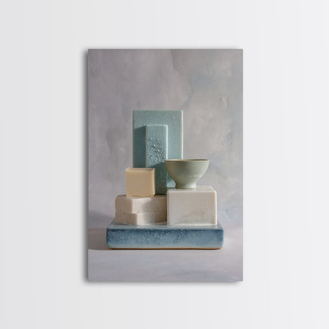 Clean Geometric Forms Canvas Print, Bathroom Art, Luxury Decor, Bathroom Decor, Abstract Art, Spa, Digital Wall Art, BAT-2x3-5