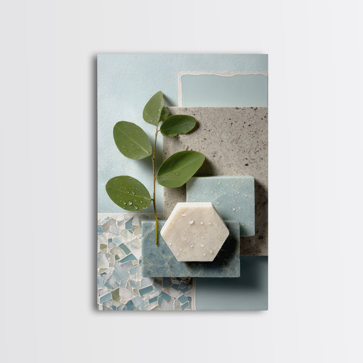 Clean Geometric Forms Framed Canvas Print, Bathroom Art, Contemporary Art, Bathroom Decor, Abstract Art, Spa, Framed Wall Art, BAT-2x3-53
