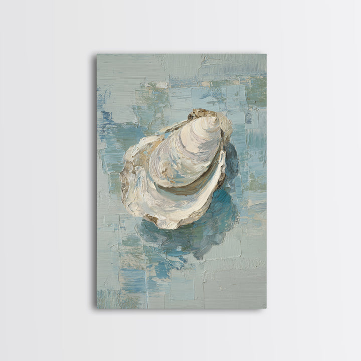 Oyster Shell Study Framed Canvas Print, Bathroom Art, Wall Decor, Bathroom Decor, Fine Art, Spa, Contemporary Art, Wall Art, BAT-2x3-6