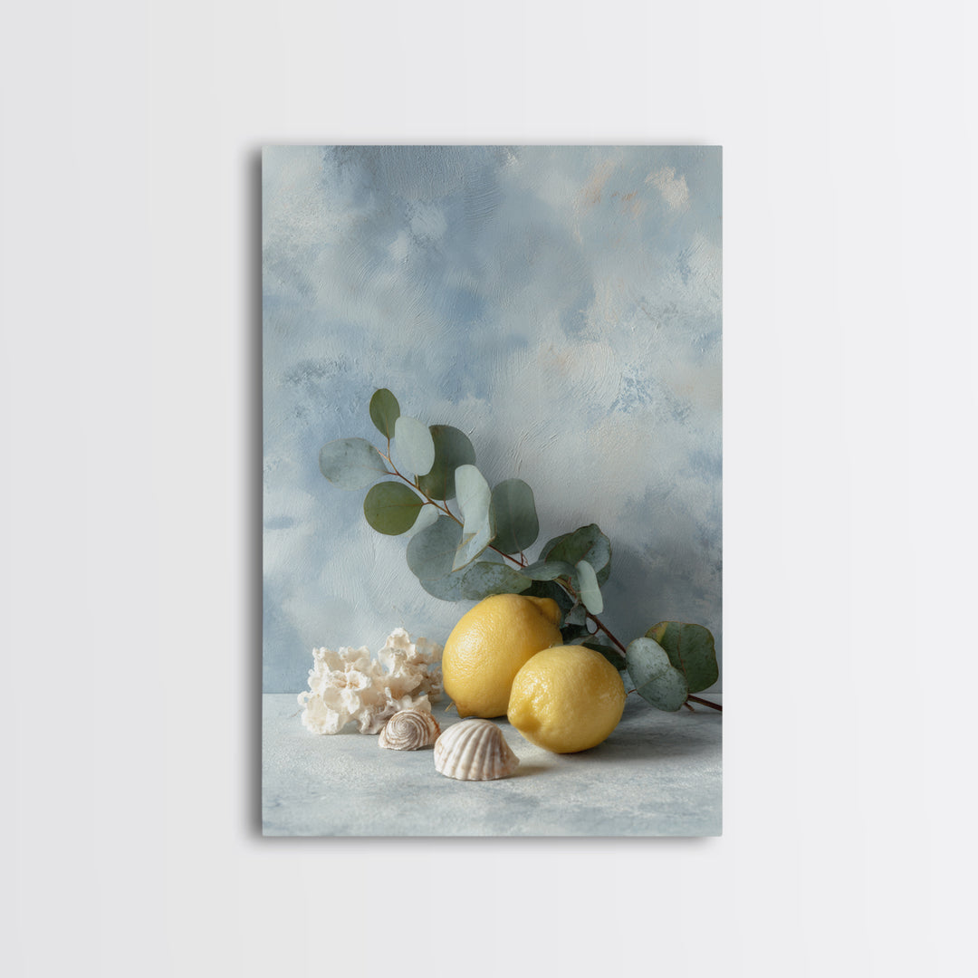 Lemon and Botanical Still Life Canvas Print, Bathroom Art, Wall Art, Bathroom Decor, Spa, Dog Portrait, Canvas Wall Art, BAT-2x3-62