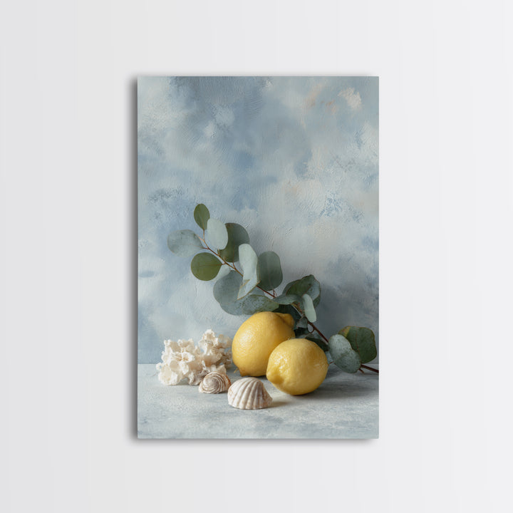 Lemon and Botanical Still Life Canvas Print, Bathroom Art, Wall Art, Bathroom Decor, Spa, Dog Portrait, Canvas Wall Art, BAT-2x3-62