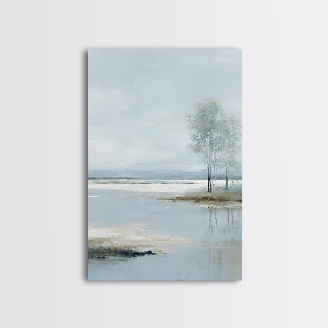 Misty Lake Scene Canvas Print, Bathroom Art, Poster, Bathroom Decor, Oil Painting, Spa, Digital Print, Dopamine Decor, BAT-2x3-65