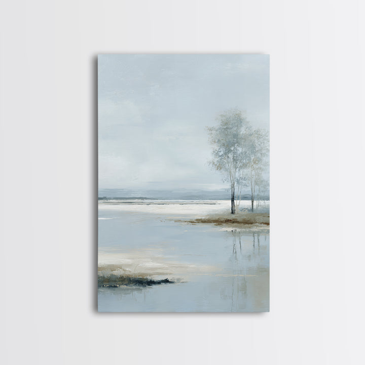 Misty Lake Scene Canvas Print, Bathroom Art, Poster, Bathroom Decor, Oil Painting, Spa, Digital Print, Dopamine Decor, BAT-2x3-65