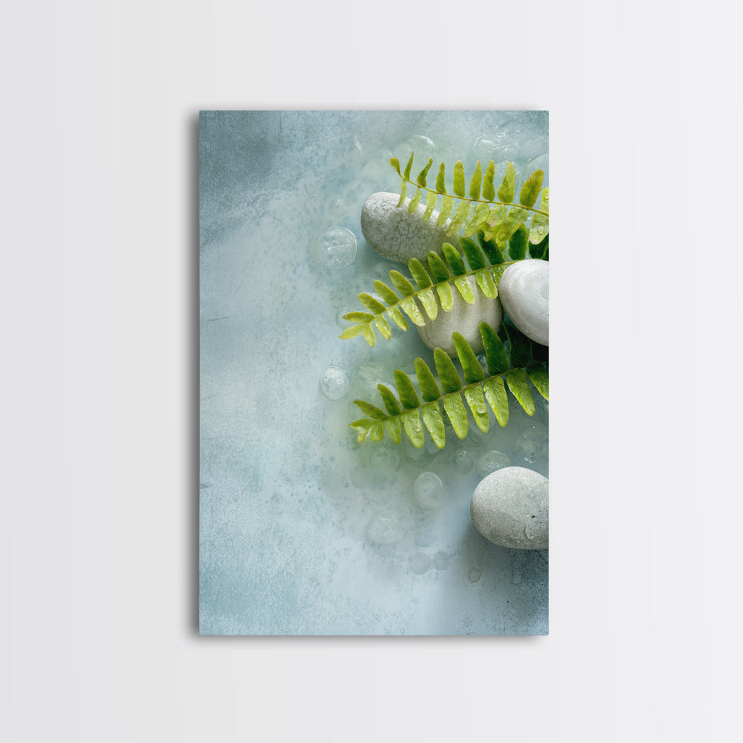 Green Fern Frond Closeup Canvas Print, Bathroom Art, Room Decor, Bathroom Decor, Oil Painting, Spa, Custom Pet Portrait, BAT-2x3-66