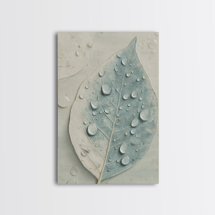 Tropical Leaf Silhouette Canvas Print, Bathroom Art, Textured Painting, Bathroom Decor, Oil Painting, Spa, Bathroom Wall Art, BAT-2x3-70