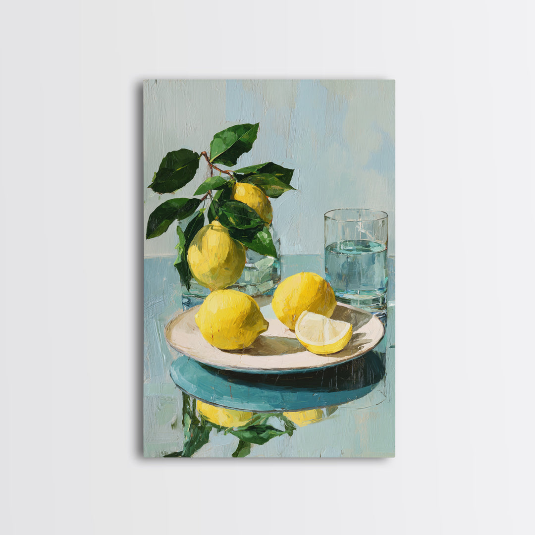 Lemon and Botanical Still Life Canvas Print, Bathroom Art, Wall Art, Bathroom Decor, Spa, Dog Portrait, Canvas Wall Art, BAT-2x3-86