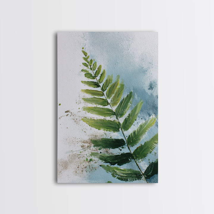 Green Fern Frond Closeup Framed Canvas Print, Bathroom Art, Home Decor, Bathroom Decor, Fine Art, Spa, Canvas Wall Art, BAT-2x3-90