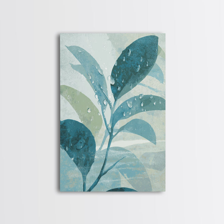 Tropical Leaf Silhouette Framed Canvas Print, Bathroom Art, Poster, Bathroom Decor, Watercolor Art, Spa, Digital Print, BAT-2x3-94