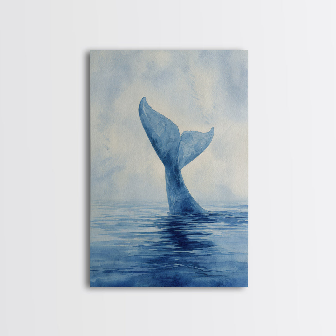 Watercolor Whale Tail Canvas Print, Bathroom Art, Digital Wall Art, Bathroom Decor, Spa, Unique Wall Art, Modern Wall Art, BAT-2x3-95