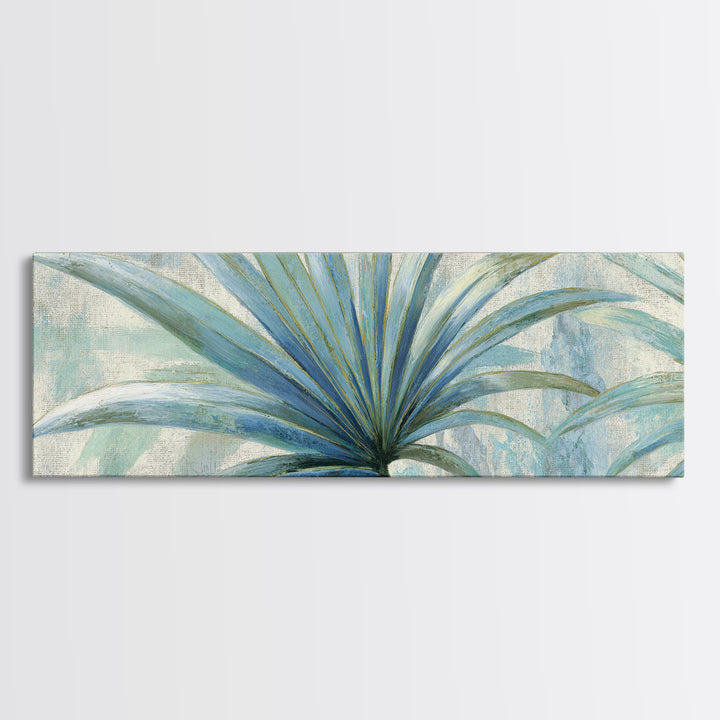 Simple Palm Frond on Off White Linen Framed Canvas Print, Bathroom Art, Minimalist Wall Art, Bathroom Decor, Fine Art, Spa, BAT-3x1-15