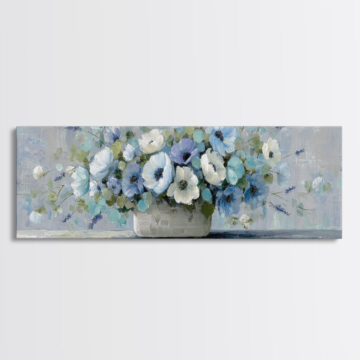 Lavender Sprigs in a Ceramic Vase Framed Canvas Print, Bathroom Art, Funny Bathroom Art, Bathroom Decor, Oil Painting, Spa, BAT-3x1-28