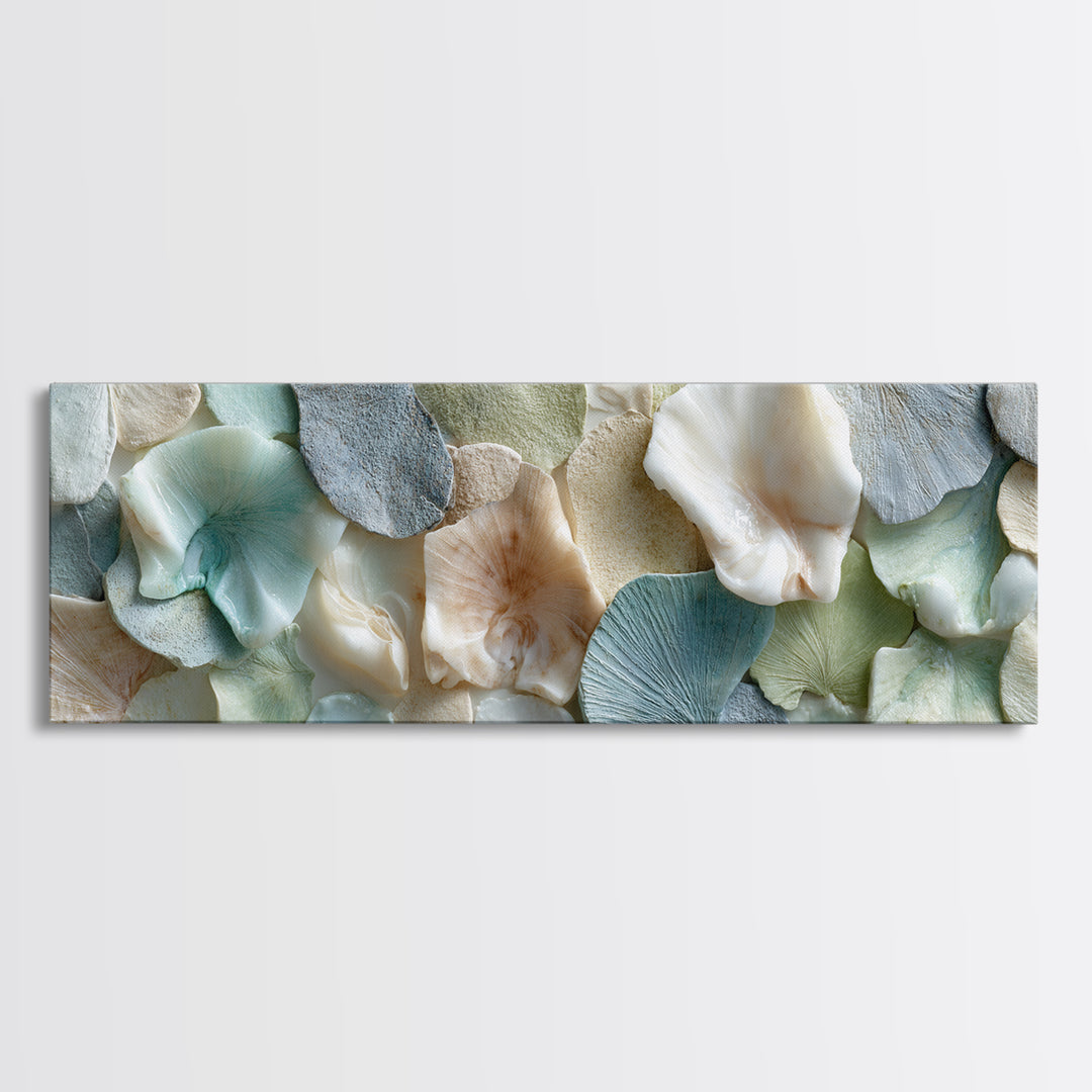 Coral and Shell Arrangement Canvas Print, Bathroom Art, Halloween Art, Bathroom Decor, Fine Art, Spa, Textured Painting, BAT-3x1-3