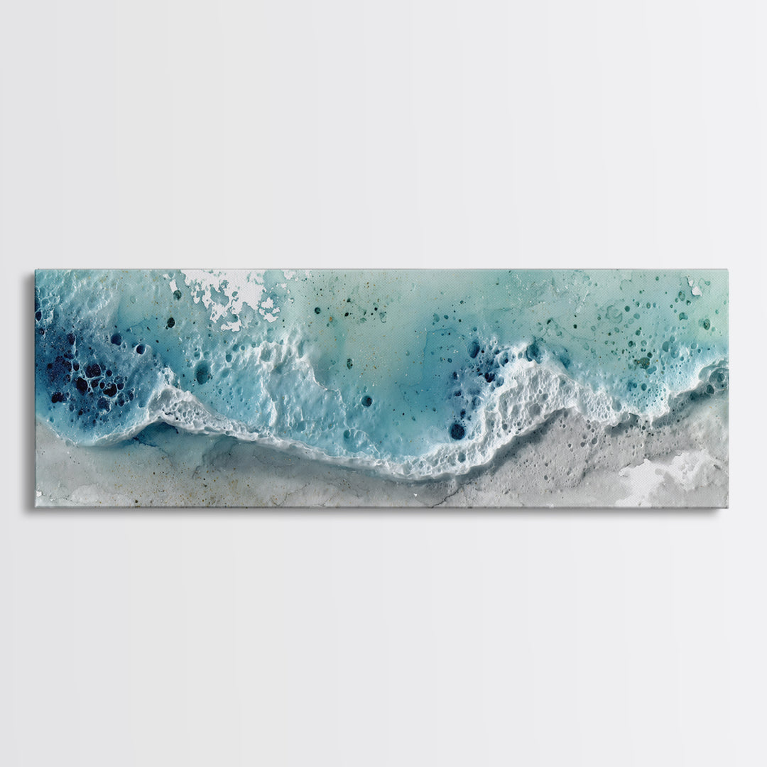Calming Blue Ocean Wave Study Canvas Print, Bathroom Art, Bathroom Prints, Bathroom Decor, Watercolor Art, Spa, Trendy Wall Art, BAT-3x1-41