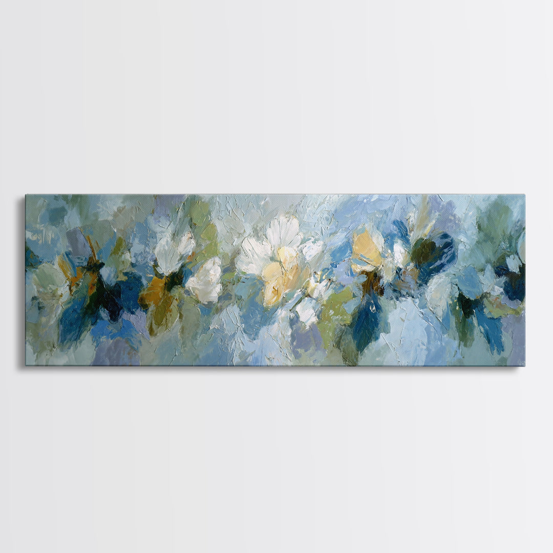 Sunlit Window Plant Shadow on Plaster Framed Canvas Print, Bathroom Art, Custom Pet Portrait, Bathroom Decor, Fine Art, Spa, BAT-3x1-58