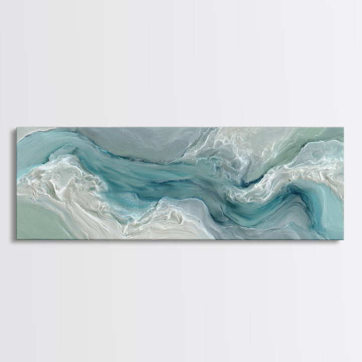 Soft Cloud and Rain Composition Framed Canvas Print, Bathroom Art, Textured Painting, Bathroom Decor, Spa, Bathroom Wall Art, BAT-3x1-59