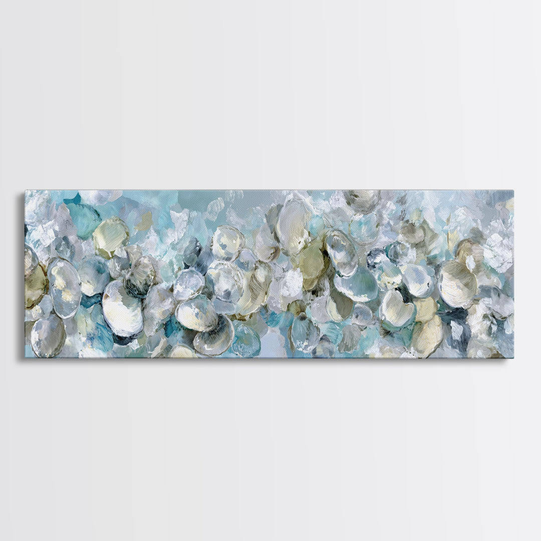 Oyster Shell Study Canvas Print, Bathroom Art, Bathroom Wallpaper, Bathroom Decor, Oil Painting, Spa, Luxury Decor, Art Print, BAT-3x1-62