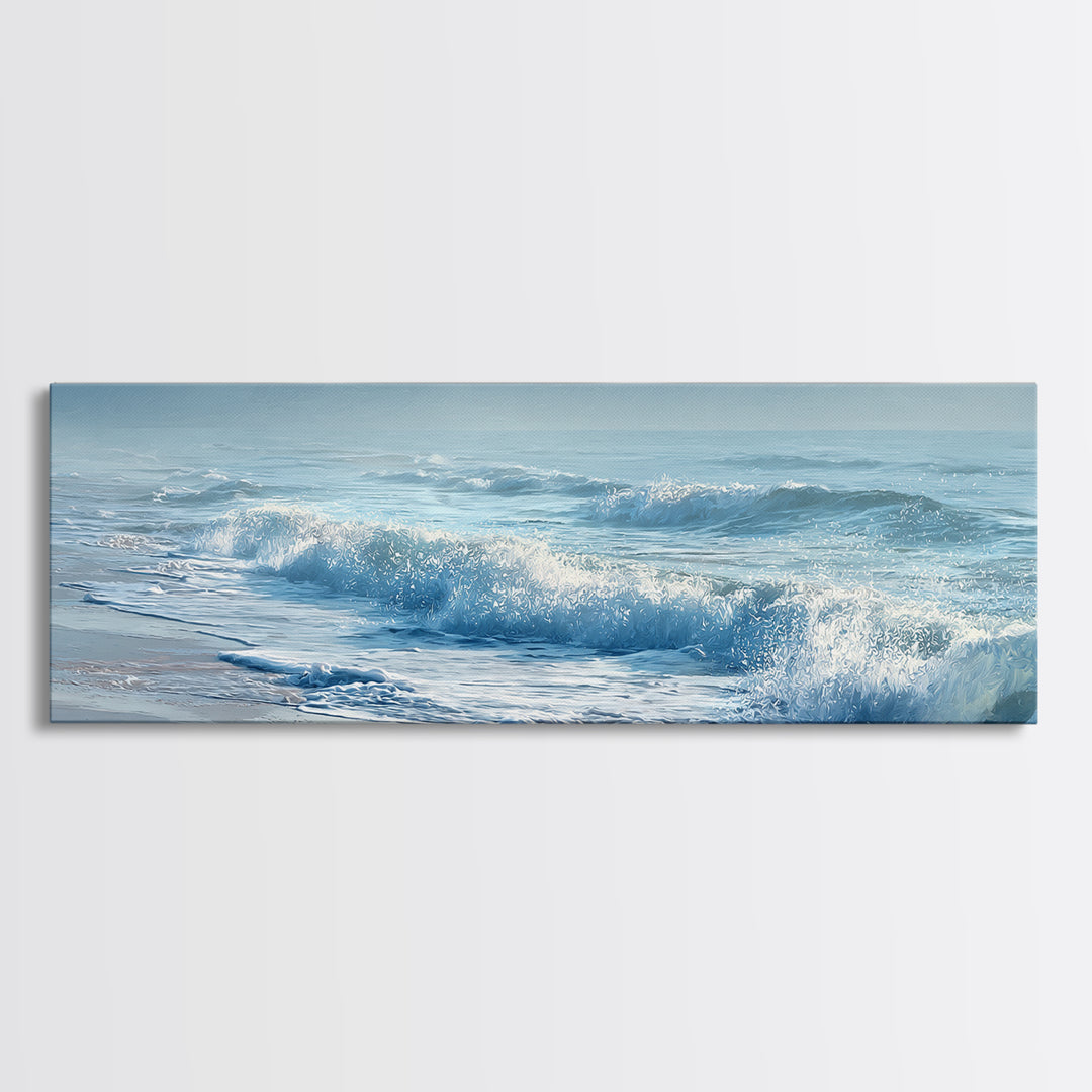 Calming Blue Ocean Wave Study Canvas Print, Bathroom Art, Bathroom Prints, Bathroom Decor, Watercolor Art, Spa, Trendy Wall Art, BAT-3x1-65