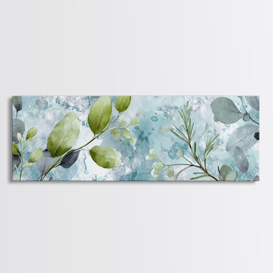 Botanical Bath Herb Arrangement Framed Canvas Print, Bathroom Art, Digital Print, Bathroom Decor, Watercolor Art, Spa, BAT-3x1-81