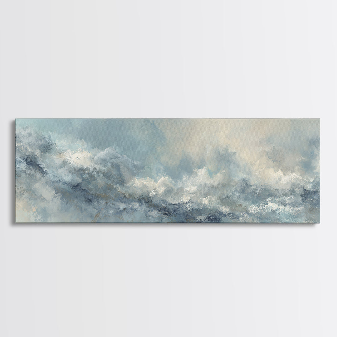 Soft Cloud and Rain Composition Canvas Print, Bathroom Art, Poster, Bathroom Decor, Fine Art, Spa, Dopamine Decor, BAT-3x1-83