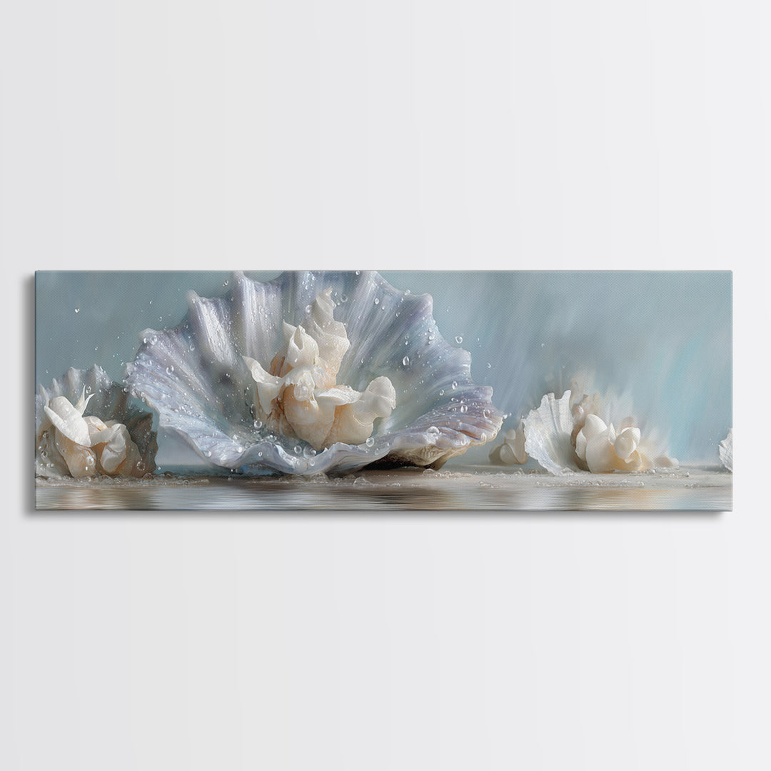 Oyster Shell Study Canvas Print, Bathroom Art, Printable, Bathroom Decor, Watercolor Art, Spa, Bathroom Prints, BAT-3x1-86