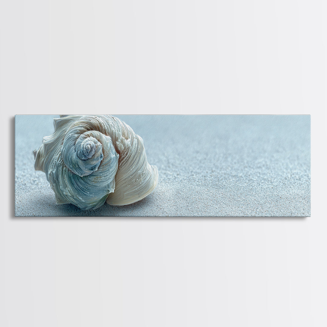 Minimal Seashell Still Life on Pale Sand Canvas Print, Bathroom Art, Bathroom Print, Bathroom Decor, Fine Art, Spa, BAT-3x1-91