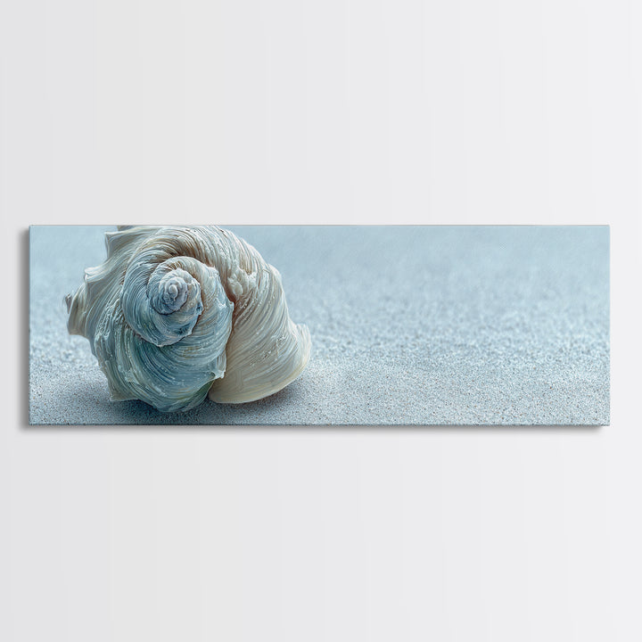 Minimal Seashell Still Life on Pale Sand Canvas Print, Bathroom Art, Bathroom Print, Bathroom Decor, Fine Art, Spa, BAT-3x1-91