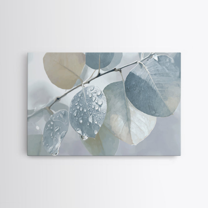 Tropical Leaf Silhouette Framed Canvas Print, Bathroom Art, Poster, Bathroom Decor, Watercolor Art, Spa, Digital Print, BAT-3x2-18
