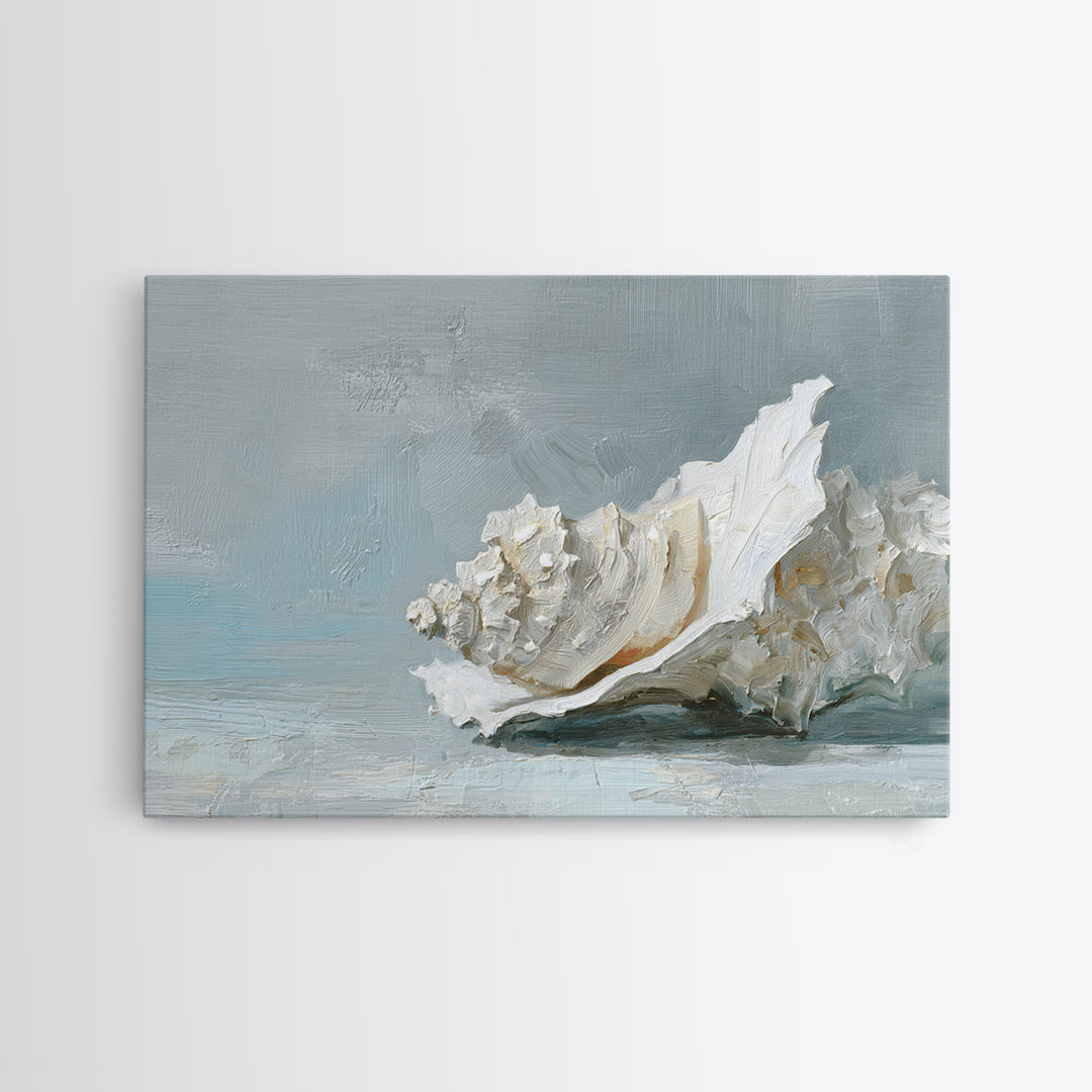 Oyster Shell Study Framed Canvas Print, Bathroom Art, Minimalist Decor, Bathroom Decor, Spa, Wall Hanging, Framed Wall Art, BAT-3x2-2