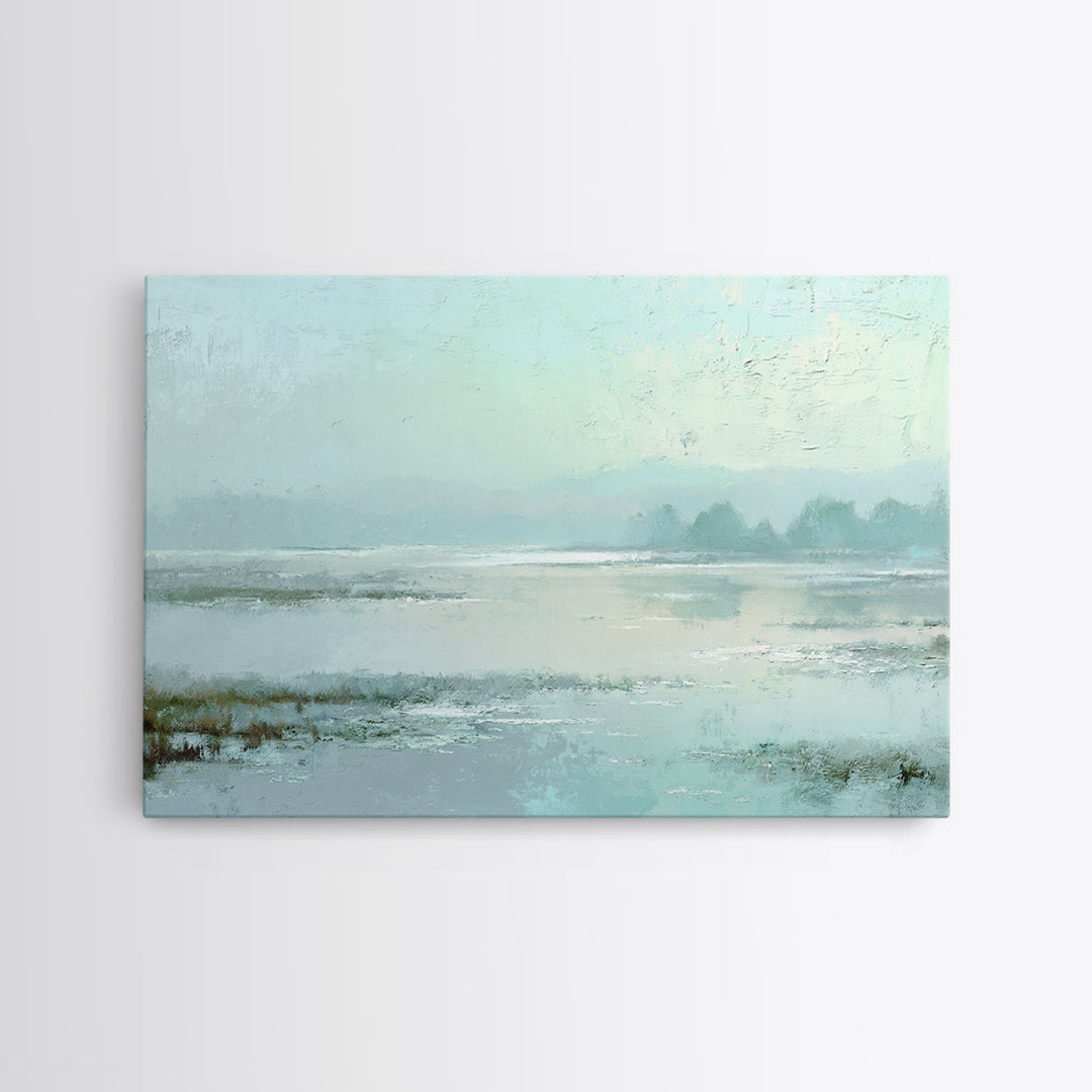 Misty Lake Scene Canvas Print, Bathroom Art, Canvas Wall Art, Bathroom Decor, Spa, Bathroom Wallpaper, Funny Bathroom Art, BAT-3x2-37