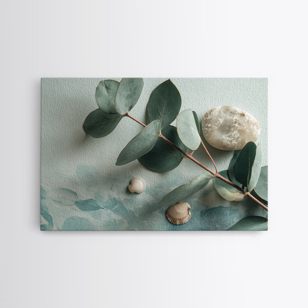 Spa Eucalyptus Branch Canvas Print, Bathroom Art, Wall Hanging, Bathroom Decor, Oil Painting, Spa, Modern Art, BAT-3x2-54
