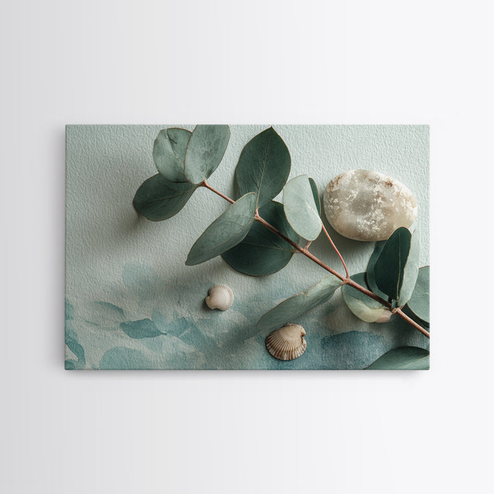 Spa Eucalyptus Branch Canvas Print, Bathroom Art, Wall Hanging, Bathroom Decor, Oil Painting, Spa, Modern Art, BAT-3x2-54