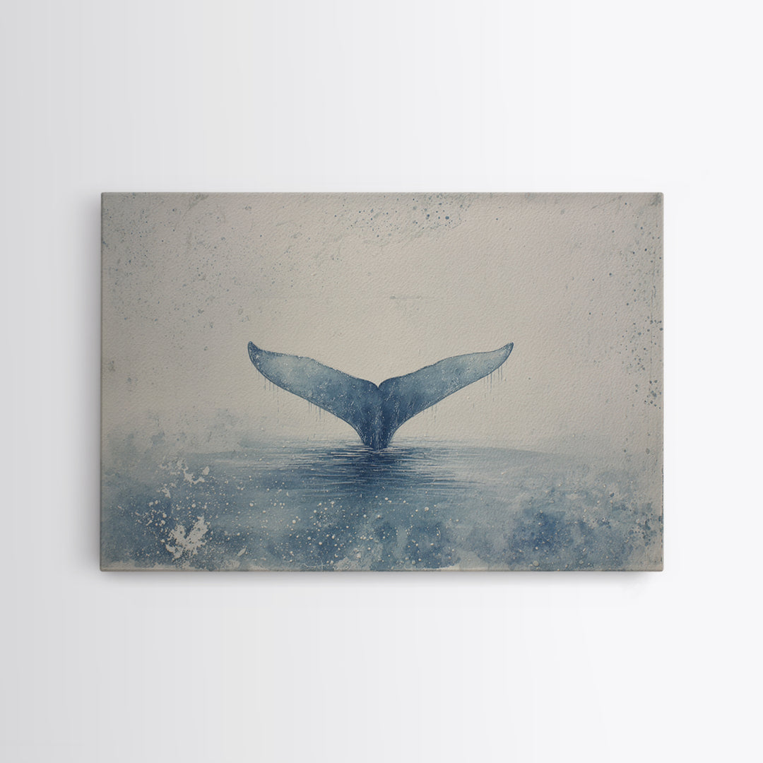 Watercolor Whale Tail Canvas Print, Bathroom Art, Trendy Wall Art, Bathroom Decor, Fine Art, Spa, Textured Painting, BAT-3x2-67