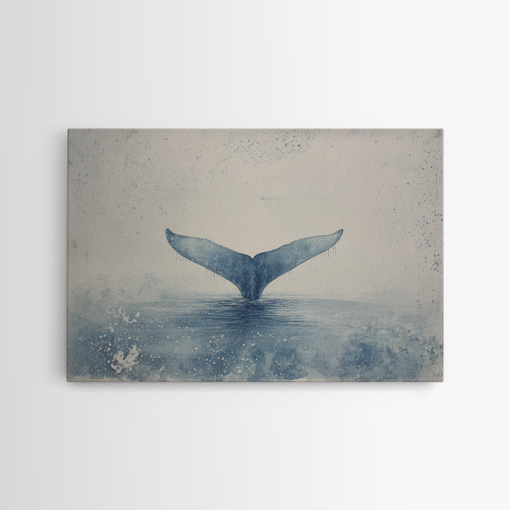 Watercolor Whale Tail Canvas Print, Bathroom Art, Trendy Wall Art, Bathroom Decor, Fine Art, Spa, Textured Painting, BAT-3x2-67