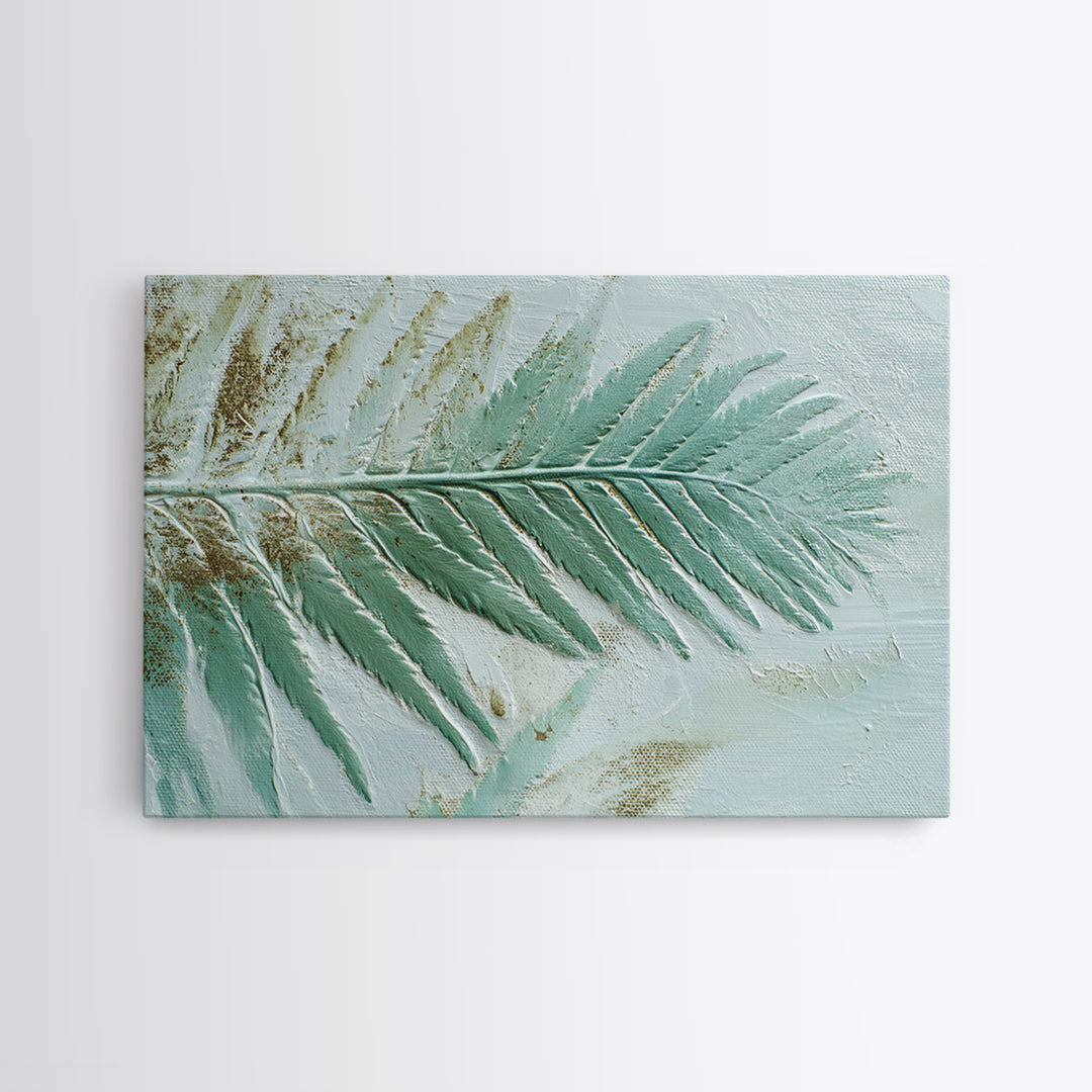 Green Fern Frond Closeup Framed Canvas Print, Bathroom Art, Dog Portrait, Bathroom Decor, Fine Art, Spa, Minimalist Wall Art, BAT-3x2-86