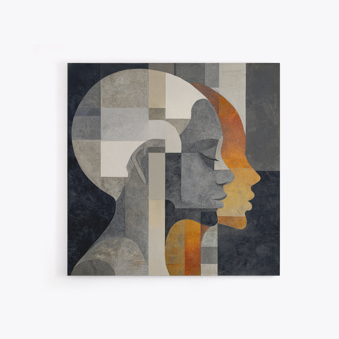 Monochrome Female Profile Framed Canvas Print, Black and White Art, Modern Decor, Living Room Decor, Abstract Art, Monochrome, BAW-1x1-1
