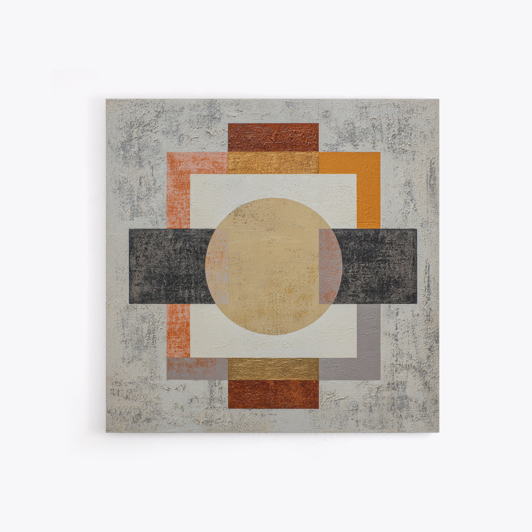 Geometric Bauhaus Grayscale Shapes Canvas Print, Black and White Art, Abstract Wall Art, Living Room Decor, Abstract Art, BAW-1x1-18